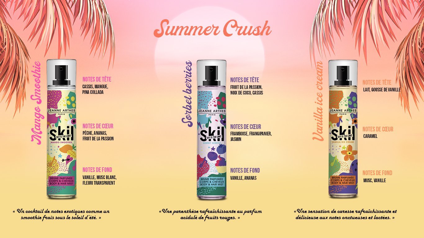 summer crush skil brume parfumée corps et cheveux arthes