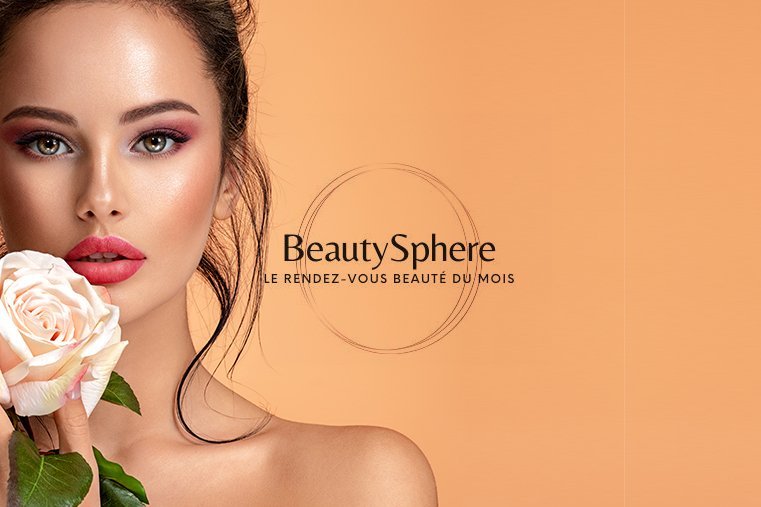 Portrait mannequin tenant une rose sur fond orange Beauty Sphere