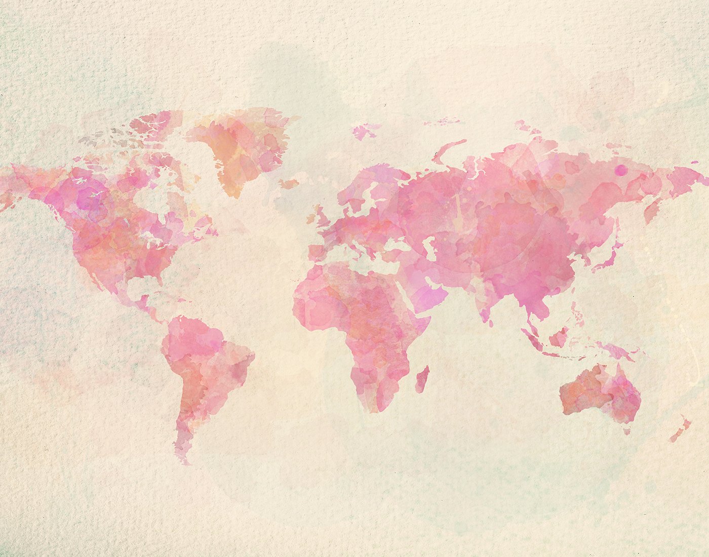 Carte du monde aux couleurs pastel beige et rose
