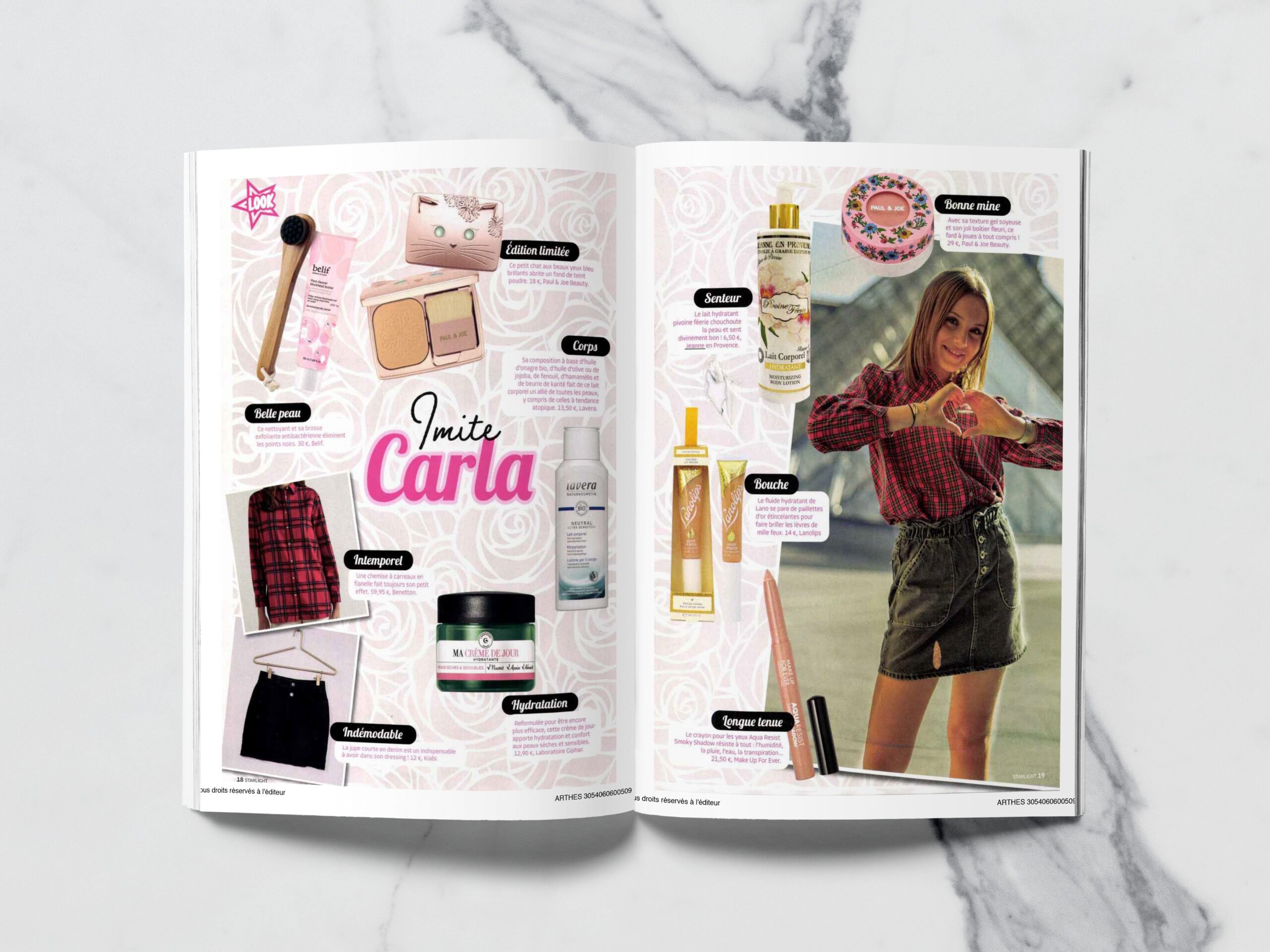 Catalogue ouvert sur la double page CARLA