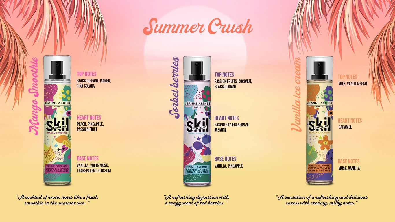 summer crush skil brume parfumée corps et cheveux arthes